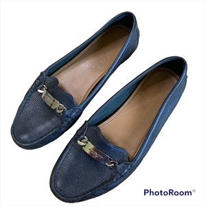 Coach Olive Leather Loafers in Navy